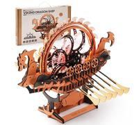 RooWood 3D Wooden Puzzle Viking Dragon Ship, DIY Mechanical 3D Puzzle, Eye-catching Decor with LED for Model Ship Enthusiasts