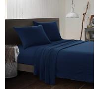 Ropa De Cama 1000 Thread Count 100% Egyption Cotton Super Soft Flat Bed Sheet, UK Super King Flat Sheet - Navy Blue