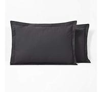 Ropa De Cama DARK GREY 100% EGYPTIAN COTTON 1000 THREAD COUNT PAIR OF OXFORD PILLOWCASES SUPER-KING SIZE 50CM x 90 CM