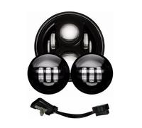 Ropaix 7" Inch For Motor LED Headlight + 2 X 4 1/2" Fog Light Passing Lamps With Adapter Ring For Street For Glide For FLHX Fog Headlamp Motorcycle Front Headlight(Black set)