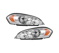 Ropaix Car Headlamp For Chevy For Impala 2006-2013 Daytime Running Light With Amber Reflector Headlamp Headlight Assembly Headlight Assembly(Black Silver corner)
