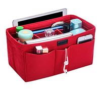 Ropch Felt Bag Organiser, Multi-Pocket Handbag Organiser Insert Handbag Purse Organiser Bag in Bag Handbag Liner Tote Organiser Bag Pouch, Red/XL