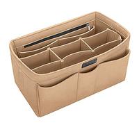 Ropch Felt Handbag Organizer, Women Purse Insert Organizer with Detachable Zipper Bag and Key Chains, Beige/M