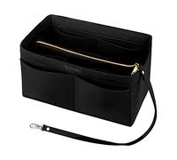 Ropch Felt Handbag Organizer, Women Purse Insert Organizer Bag in Bag Handbag Purse Organiser with Detachable Zipper Bag and Key Chains, Black/M