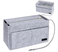 Ropch Large Handbag Organiser Insert, Tote Bag Organiser Insert Felt Bag Organizer Storage with Bottle Holder Perfect for Speedy Neverfull Tote,Gray - L