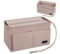 Ropch Large Handbag Organiser Insert, Tote Bag Organiser Insert Felt Bag Organizer Storage with Bottle Holder Perfect for Speedy Neverfull Tote,Beige - L