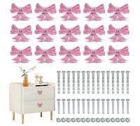 ROPCIA 15 Pack Pink Bow Dresser Knobs Vintage Decorative Metal Cabinet Drawer Pull Handles for Nursery Girls Room Vanity Wardrobe Bedroom Kitchen Home Decor