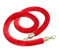Rope Barrier Belt Green Velvet Stanchion With Gold Clasps 4/5Ft, Commercial VIP Queue, Crowd Control Ropes Safety For Grand Openings, Hanging(Red,4.9ft/150cm)