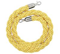 Rope barriers,Velvet Rope, Barrier Ropes with Silver Hook, Crowd Control Rope for Queue Divider, Obstacle Queue Barrier Ropes, Rope Barrier Twisted Hemp Rope(Yellow,3ft/90cm)