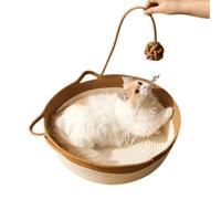 Rope Basket for Cats - Breathable Pet Bed Made of Cotton Rope with Heat Function - Foldable Breathable Cuddly Cave for Cats Puppies Nest Play Mat