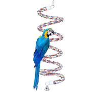 Rope Bungee Perch Bird,118inch Kintor Pure Natural Colorful Bead Cage Chewing Toys for Small Medium Parrot (118inch)
