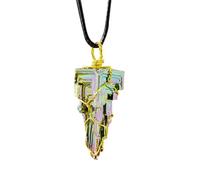 Rope chain Green Beautiful Irregular Crystal Bismuth Ore Pendant Seven Color Trinkets Woven Necklace Pendants Fashion Jewelry Party Gifts gift