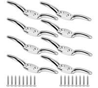 Rope Cleat 2-1/2 Inch, 8 Pcs Boat Deck Cleats 316 Stainless Steel, Small Flagpole Cord Cleat Hook with Screws, Rope Cleats Hook for Fixed Rope, Roman Shade, Curtains