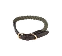 Rope Dog Collar Adjustable Twister Dogs Collars Pet Puppy Training Strong Roped Cotton (M/L, Olive)