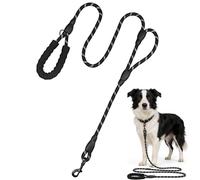 Rope Dog Lead, Reflective 2 Handle Dog Leads with 2 Padded Handles, Durable Dog Lead with 2 Handles for Medium & Large Dogs, for Outdoor Walking Training Activities, 360°O-Ring, 6 Feet/1.8m