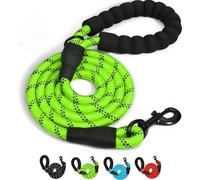 Rope Dog Lead with Soft Padded Handle, 1.5m/2m Reflective Lead and Multi-Colour for Medium Large Dogs, 1.2 cm, Green
