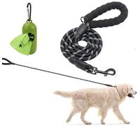 Rope Dog Lead with Soft Padded Handle, Reflective Lead Durable & Weather Resistant Climbers Rope with Reflective Stitching for Small Dogs, 1.2 m × 1.0 cm, Black (Black, 150 * 1.0cm)