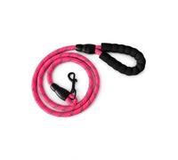 Rope Dog Lead with Soft Padded Handle - Reflective Rock Climbing Rope Lead for Small and Medium Dogs 135 cm 1.3 cm (Pink)