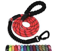 Rope Dog Leash 6 FT: Heavy Duty Leashes with Swivel Lockable Hook Reflective Threads Bungee and Padded Handle - Dog Lead for Large Small Medium Dogs Outside Walking Hiking Red