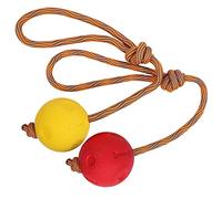 Rope Dog Toy, 2 Pack Ball on a Rope Dog Toys Durable Elastic Solid Rubber Balls for Fetch, Catch, Throw and Tug of War (7 cm, Red + Yellow)