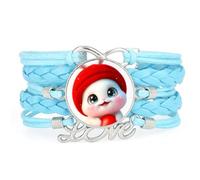 Rope Fantastic Big Eyes Rabbit Love Adjustable Leather Braided Bracelet Blu