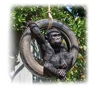 Rope Hanging Gorilla Tyre Swing Garden Ornament Statue Figure Sculpture Monkey