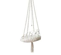 Rope Hanging Rocking Chair - Boho Swing Bed Hammock | Boho Cat Swing Bed with Tilted Rail | Comfortable Cat Bedding with Removable Cushion for Balcony,