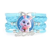 Rope Happiness Big Eyes Rabbit Love Adjustable Leather Braided Bracelet Blu