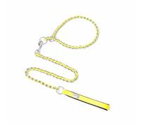 Rope Harnesses Dog Lead Dog Leads for Medium Dogs Dog Leash for Small Dogs Chain Buckle Button Drawstring Hook and Loop Pull on Anti-bite Stainless Steel (M,Yellow)