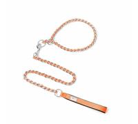 Rope Harnesses Dog Lead Dog Leads for Medium Dogs Dog Leash for Small Dogs Chain Buckle Button Drawstring Hook and Loop Pull on Anti-bite Stainless Steel (M,Orange)