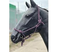 Rope Headcollar Halter Natural Horsemanship/Parelli Adjustable Fits All (Plum/Sky)