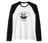 Rope Jumping Sweet Panda Jumping Rope Skipping Jump Rope Raglan Baseball Tee
