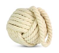 Rope Knot Door Stop - Cream | Nautical Theme | Decorative Yarn Door Stopper | Simple Stylish Heavy Interior Door Weight | Stop Wedge | M&W