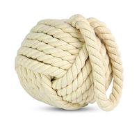 Rope Knot Door Stop - Cream | Nautical Theme | Decorative Yarn Door Stopper | Simple Stylish Heavy Interior Door Weight | Stop Wedge | M&W