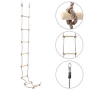 Rope Ladder 290cm Solid Pine Wood with White PE Rope 8-Step Kids Outdoor Garden