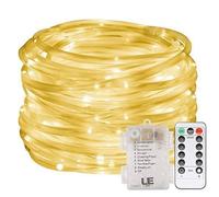 Rope Lights Outdoor, EONYUANGUO 10M 100 LED Rope String Lights with Remote Timer 8 Mode Battery Operated Waterproof for Garden Patio Party Christmas Outdoor Decoration (Warm White)