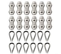 Rope Management Essentials 12PCS Duplex Clamps and Wire Thimbles Made of 304 Stainless Steel ()