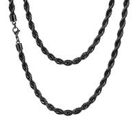 Rope Necklace for Men Women 316L Stainless Steel Twisted Link Chain for Men Gold Silver Black Hypoallergenic Waterproof Jewelry Gift for Him and Her 3mm 4mm 5mm