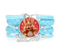Rope Novelty Big Eyes Rabbit Love Adjustable Leather Braided Bracelet | Multilayer,Punk,Wristband,Handmade,Gift,Bangle,Accessory, Girlfriend,Lover,Ethnic,Friendship ,Birthday,Christmas,Music