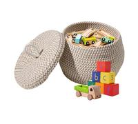 Rope Organiser Box - Round Woven Basket with Lid, Practical Style, Ideal for Table and Home Organisation Solutions, Perfect for Storage in Rooms and Areas
