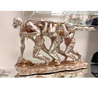 Rope Pulling Men Ornament in Brushed Silver 47cm x 25cm high