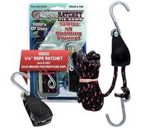 Rope Ratchet 10010 1/4 Inch 8 Feet Long Super Duty Adjustable Rope Clip Tie Down 150-lb Capacity (1 Ratchet Only)
