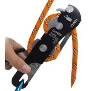 Rope Rescue Descender - Double Descent Insurance Device, Self-Locking Panic Control on Rope, Professional Climbing Equipment