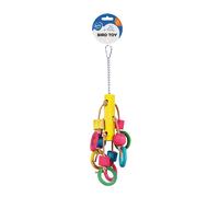 Rope ring bird toy with colorful cubes and bell Duvoplus Rope