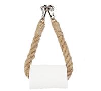 Rope Roll Paper Towel Holder,Decorative Curtain Holdback with Iron Metal Hook,Rope Towel Rack for House Cabin Camper Farmhouse Decor,9.4" Length (Silver)