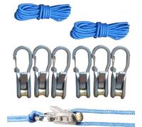 Rope Roller Tensioner with Locking Buckle, 6 Pack Heavy Duty Paracord Adjusters, Knot-Free Easy Pull Tie Down Tool for Camping, Tarps, Tents, Boating & Outdoor Gear