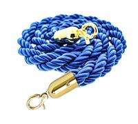 Rope Safety Barrier, Crowd Control Barrier Queue Line with Stainless Steel Hooks, Braided Hemp Rope Barriers for Crowd Control Twisted Stanchion Rope, Obstacle Queue Line Divider(Blue-Gold,3ft/90cm)