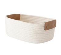 Rope Storage Baskets - Cotton Rope Basket with Handle, Soft Basket with Durable Construction, Decorative Nursery Storage Basket with Reinforced Base | For Kids Room