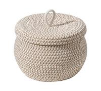 Rope Storage Container - Round Desktop Basket with Lid - Basket for Living Room, Bedroom, Bathroom, Entrance, Office with a Lid to Keep it from Dust and Sc