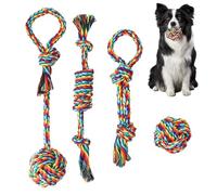 Rope Toy - Indestructible Tug Of War Toy, Interactive Rope With Cotton Knots In 4 Pack | Interactive Tugboat For Aggressive Chewers Colorful Toys C